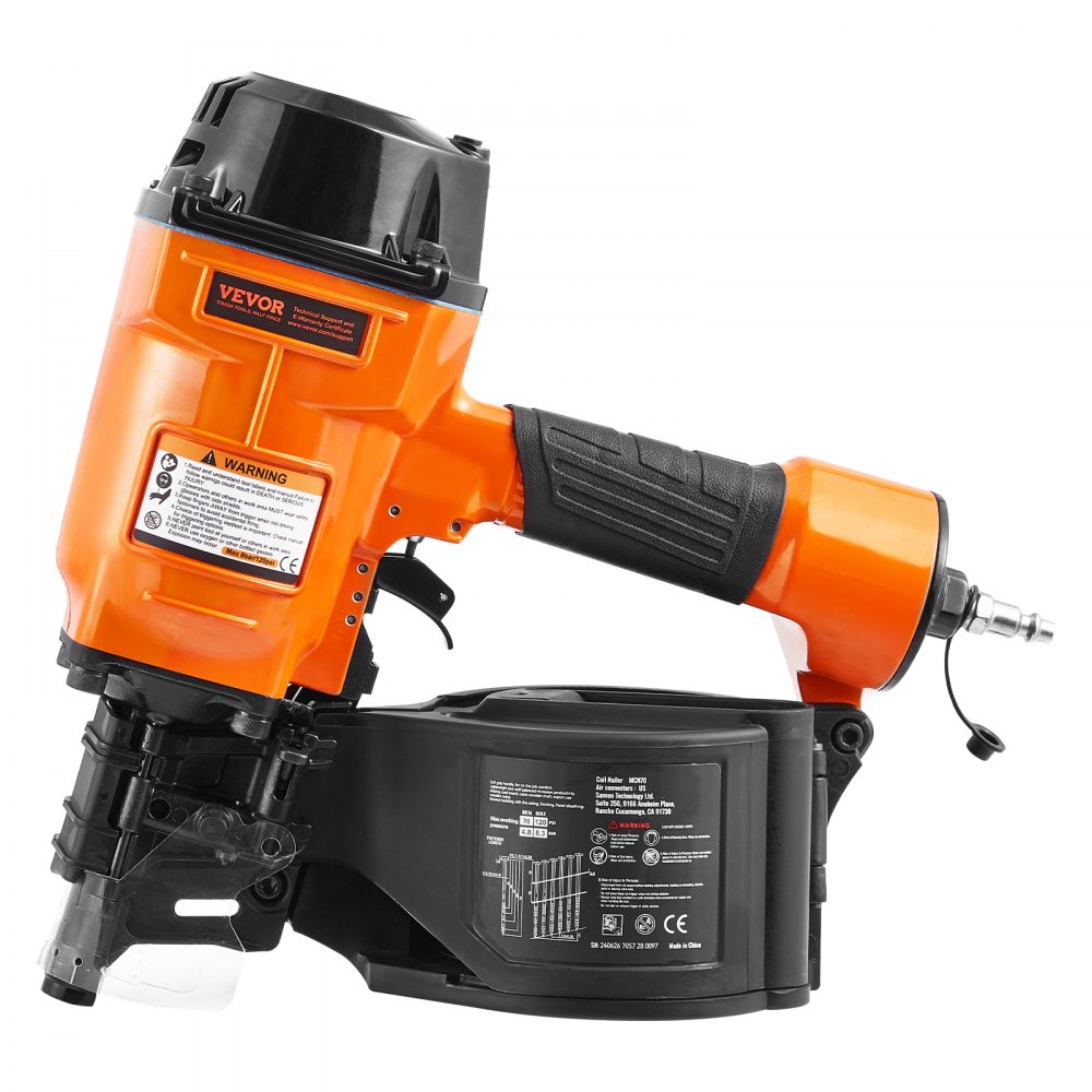 VEVOR Coil Siding Nailer MCN70, 45mm to 70mm 15 Degree Pneumatic Siding Nail Gun, 70-120PSI Air Coil Nailer for Pallet, Crating, Framing, Siding and Fencing