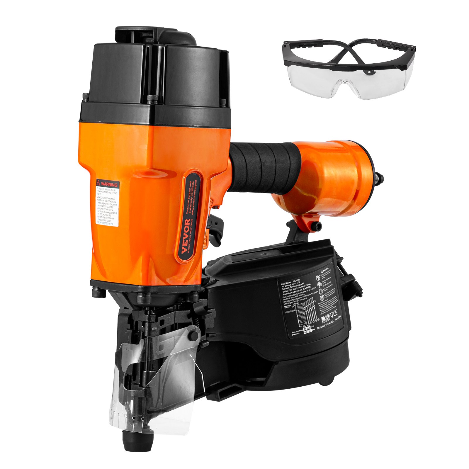 VEVOR MCN90 Coil Framing Nailer 1-3/4" to 3-1/2" 15 Degree Pneumatic Nail Gun