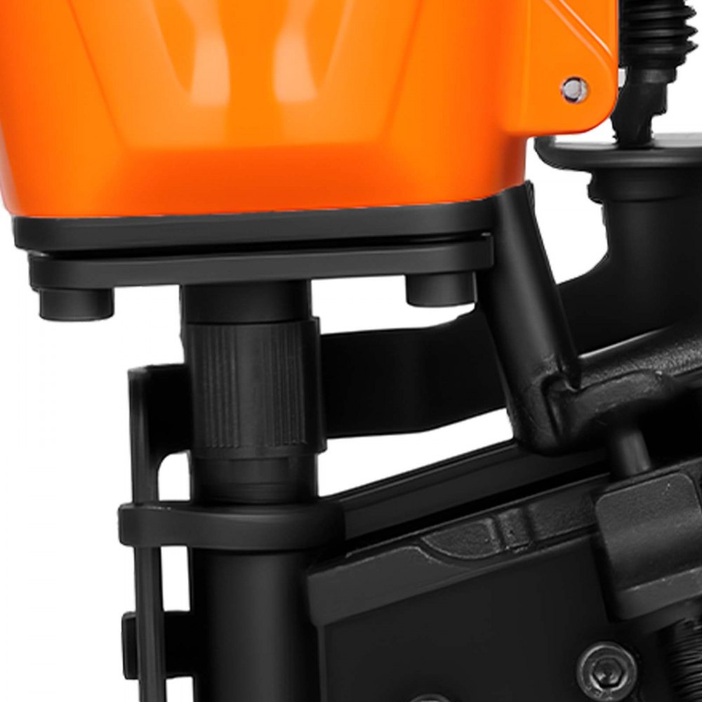 VEVOR Professional Roofing Nailer CN45N, 19mm to 45mm 15 Degree Air Roofing Nail Gun, 4–5 Nails/S Ultra-Fast Nailing, 4.8-7.5 Bar Pneumatic Coil Nailer for Asphalt Shingles, Roof Sheathing