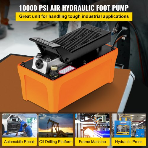 VEVOR Air Over Hydraulic Pump 10000 PSI Pedal Hydraulic Jack Pump 1.5L Tank Capacity Single Acting Air Pump Electric (hydraulic pump)