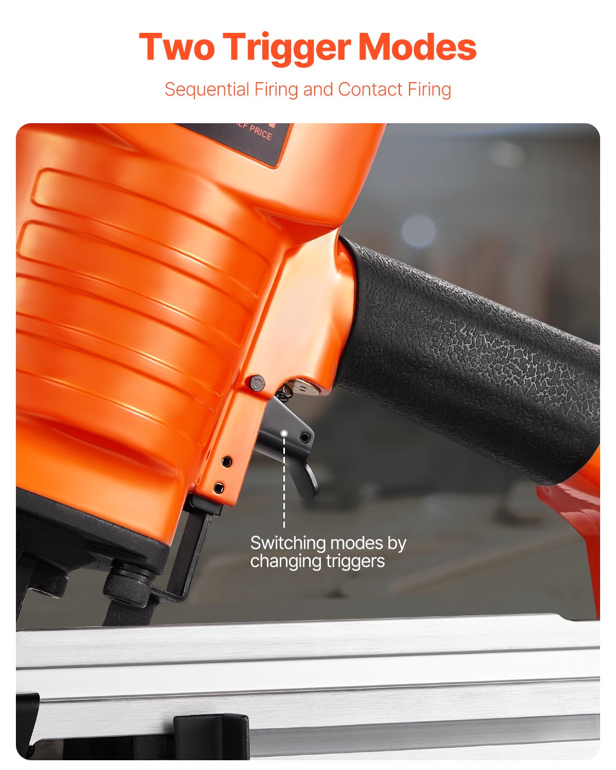 VEVOR Framing Nailer, 80-120PSI Air Nail Gun, 2" to 3-1/2" 21 Degree Full Round Head Pneumatic Framing Nailer with Tool-Less Depth Adjustment & Dual Trigger Modes, Ideal for Framing Decking Flooring