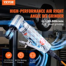 VEVOR Air Angle Die Grinder, 1/4" Right Angle Die Grinder (20000RPM), Heavy Duty 90-Degree Angled Air Powered, 24PCS Discs for Grinding, Polishing, Deburring, Rust Removal
