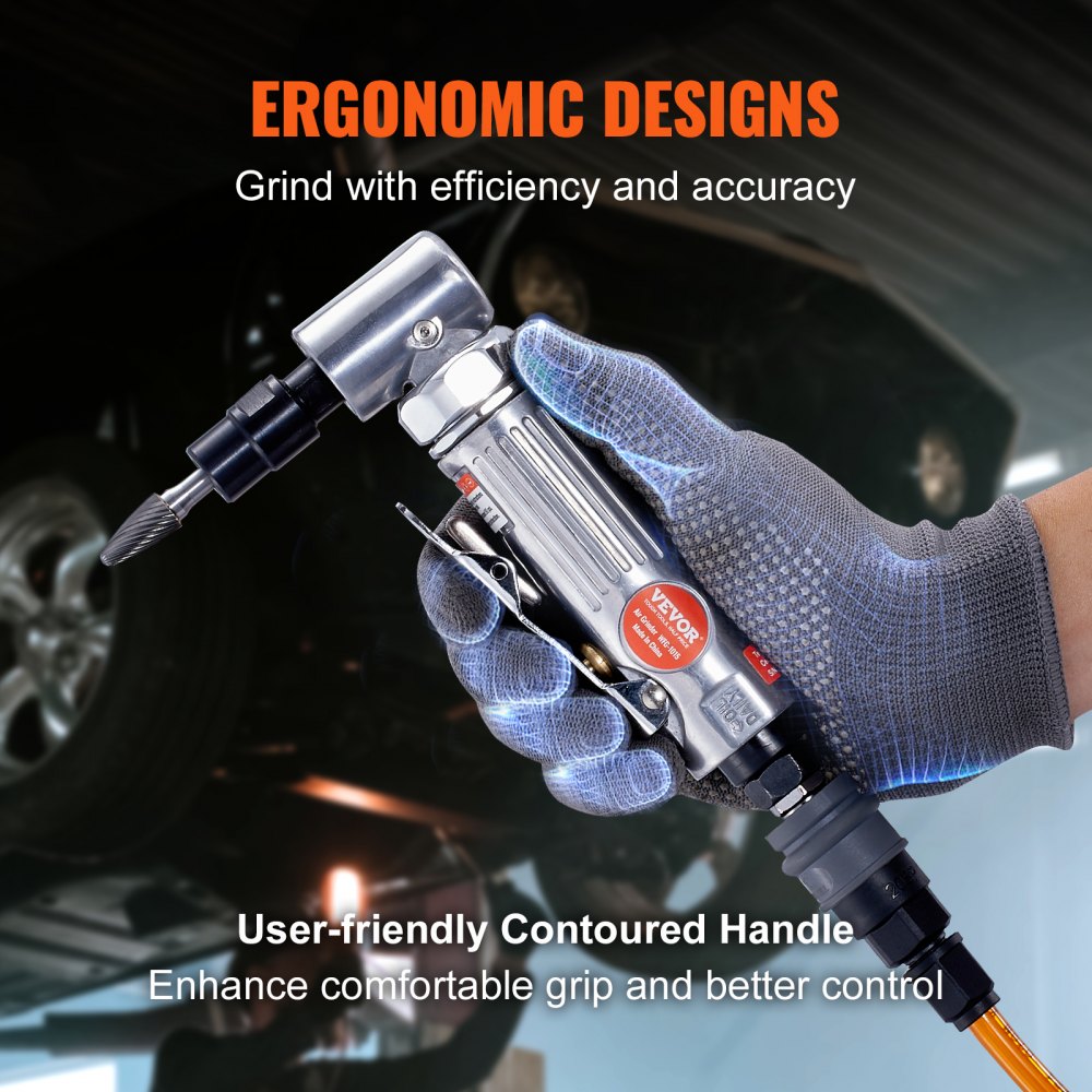 VEVOR Air Die Grinder Kit, Right Angle and Straight Die Grinder Combo, Heavy Duty Air Powered for Grinding, Polishing, Deburring, with 10PCS Carbide Burr Set