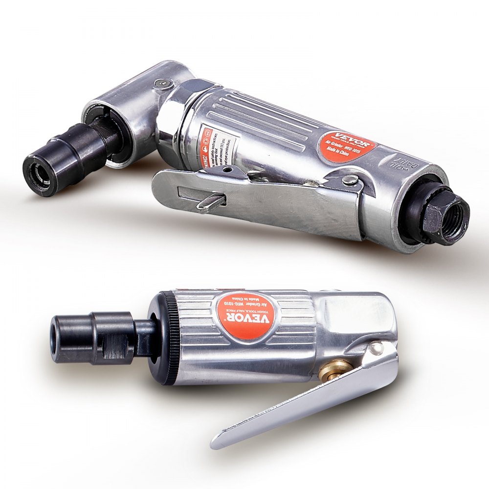 VEVOR Air Die Grinder Kit, Right Angle and Straight Die Grinder Combo, Heavy Duty Air Powered for Grinding, Polishing, Deburring, with 10PCS Carbide Burr Set