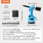 VEVOR Air Riveter, Pneumatic Air Riveter, 20.2KN Pulling Force Pop Rivet Gun Tool Kit, Heavy Duty Air Hydraulic Rivet Gun for Mechanic Tool, Construction, Home Improvement - With 13 Size Nose Pieces