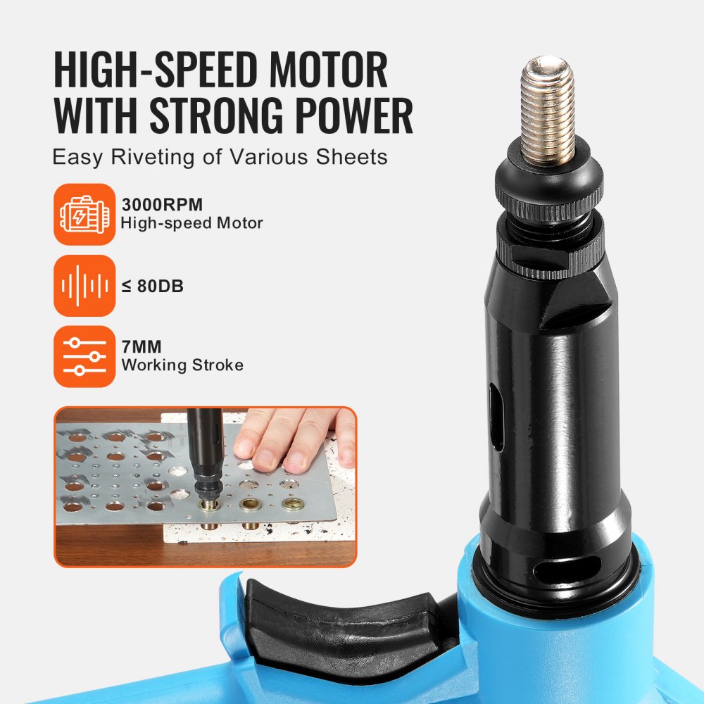 VEVOR Air Riveter, Pneumatic Air Riveter, 20.2KN Pulling Force Pop Rivet Gun Tool Kit, Heavy Duty Air Hydraulic Rivet Gun for Mechanic Tool, Construction, Home Improvement - With 13 Size Nose Pieces