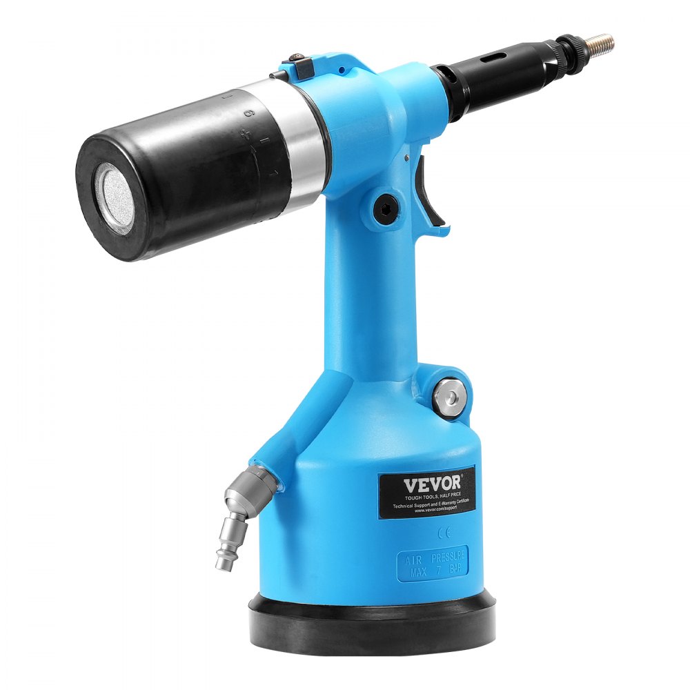 VEVOR Air Riveter, Pneumatic Air Riveter, 20.2KN Pulling Force Pop Rivet Gun Tool Kit, Heavy Duty Air Hydraulic Rivet Gun for Mechanic Tool, Construction, Home Improvement - With 13 Size Nose Pieces