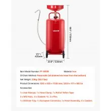 VEVOR Waste Oil Drain Tank 25 Gallon Air Operated Portable Oil Drainer