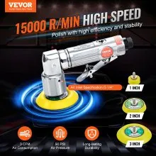 VEVOR Mini Air Sander, 1"/2"/3" Random Orbital Air Sander, 15000r/min High Speed Mini Pneumatic Sander Polisher for Auto Body Work, 58PCS Air Powered Sander Kit with Wavy Sponges, Sandpapers, Wool Pad