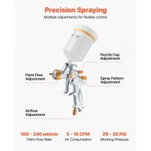 VEVOR HVLP Air Spray Gun, Gravity Feed Paint Sprayer Gun with 3 Nozzles (1.3/1.4/1.7mm), 600ml Capacity Auto Paint Sprayer with Air Regulator for Automotive Primers, Clear Coats & Topcoats