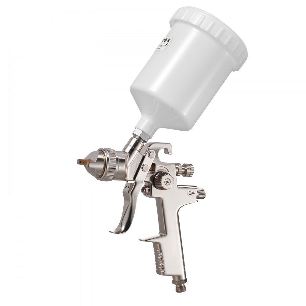 VEVOR LVLP Air Spray Gun, Gravity Feed Paint Sprayer Gun with 3 Nozzles (1.3/1.4/1.7mm), 600ml Capacity Automotive Paint Sprayer with Air Regulator for Furniture, Car Painting, Home Improvement
