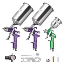 VEVOR 3-Piece Air Spray Gun Kit Automotive Paint Spray Gun Set with 3 Nozzles