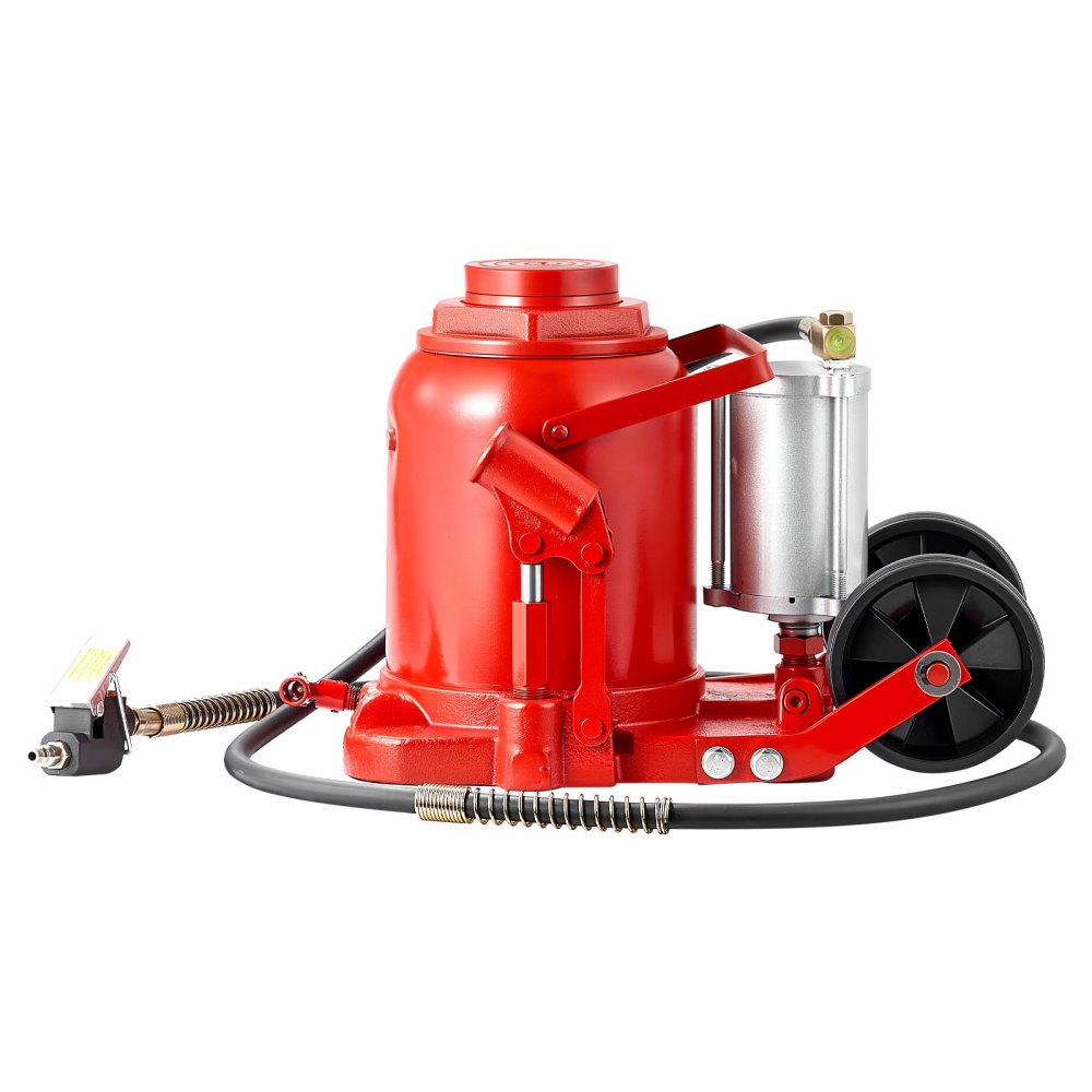 VEVOR Air Hydraulic Bottle Jack, 50 Ton (110231.5 lbs) Capacity, 265-410 mm Lifting Range, Pneumatic/Manual Heavy Duty Welded Bottle Jack with Pump for SUV, Pickup, Truck, RV, Car Auto Repair, Red