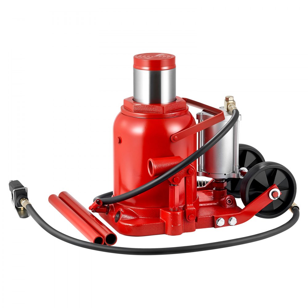 VEVOR Air Hydraulic Bottle Jack, 50 Ton (110231.5 lbs) Capacity, 265-410 mm Lifting Range, Pneumatic/Manual Heavy Duty Welded Bottle Jack with Pump for SUV, Pickup, Truck, RV, Car Auto Repair, Red