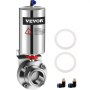 VEVOR Pneumatic Butterfly Valve, 1" Pneumatic Sanitary Valve, Heavy-Duty 304 Stainless Steel Tri Clamp Pneumatic Valve, Silicone Seal Pneumatic Butterfly with Pneumatic Actuator Clamp Single Acting