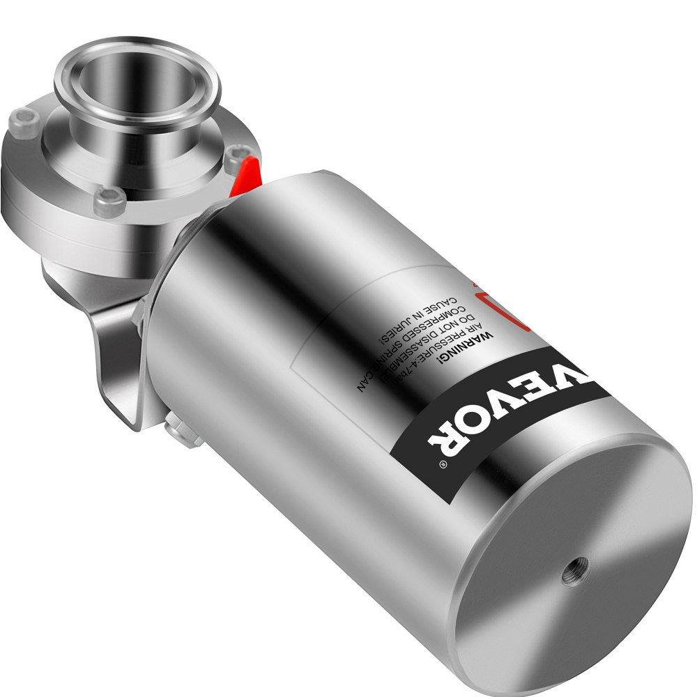 VEVOR Pneumatic Butterfly Valve, 2\" Pneumatic Sanitary Valve, Heavy-Duty 304 Stainless Steel Tri Clamp Pneumatic Valve, Silicone Seal Pneumatic Butterfly with Pneumatic Actuator Clamp Single Acting