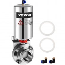 VEVOR Pneumatic Butterfly Valve, 2\" Pneumatic Sanitary Valve, Heavy-Duty 304 Stainless Steel Tri Clamp Pneumatic Valve, Silicone Seal Pneumatic Butterfly with Pneumatic Actuator Clamp Single Acting