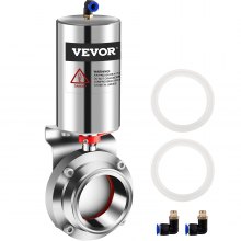 VEVOR Pneumatic Butterfly Valve, 3" Pneumatic Sanitary Valve, Heavy-Duty 304 Stainless Steel Tri Clamp Pneumatic Valve, Silicone Seal Pneumatic Butterfly with Pneumatic Actuator Clamp Single Acting