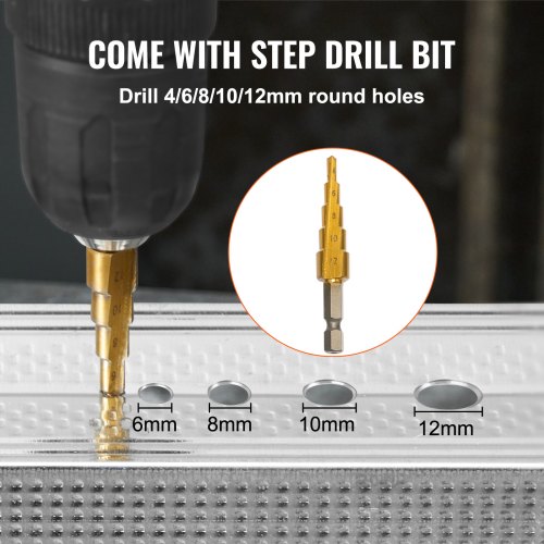 VEVOR Double Head Sheet Metal Nibbler Cutter, 360 Degree Metal Nibbler Drill Attachment with Extra Punch and Die, Cutting Hole Accessory and Step Drill Bit, for Straight Curve and Circle Cutting