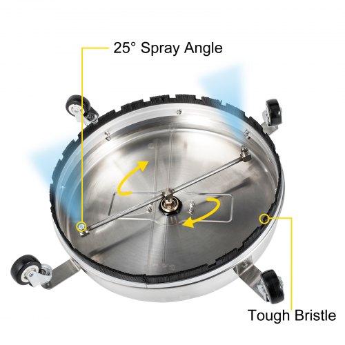 VEVOR Surface Cleaner, 4000 psi Pressure Surface Cleaner, 18" Pressure Washer Surface Cleaner 1/4" QC Pressure Washing Surface Cleaner Stainless Steel Pressure Cleaner for Decks with Twin Rotary Arm