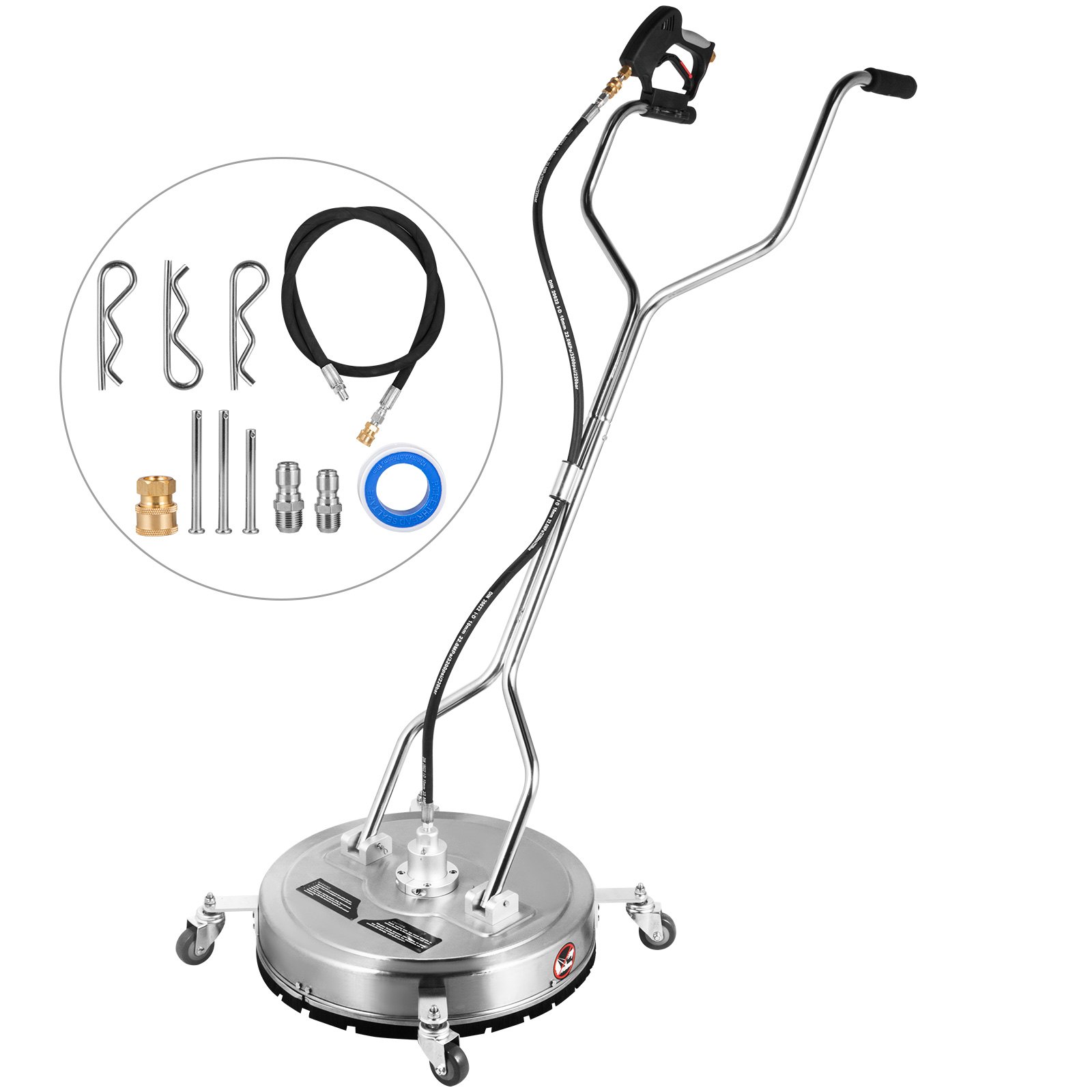 Sweiko Pressure Washer Surface Cleaner, 21'', Max. 4000 PSI Pressure by 3 Nozzles for Cleaning Driveways, Sidewalks, Stainless Steel Frame w/Rotating Dual Handle, Wheels, Fit for 3/8'' Quick Connector Sweiko Pressure Washer Surface Cleaner, 21'', Max. 4000 PSI Pressure by 3 Nozzles for Cleaning Driveways, Sidewalks, Stainless Steel Frame w/Rotating Dual Handle, Wheels, Fit for 3/8'' Quick Connector