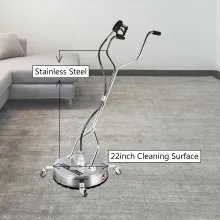 VEVOR 22inch Surface Cleaner  Flat Surface Cleaner for Pressure Washer 4000psi Pressure with 3/8 Quick Connector Surface Cleaner with Casters 10.5GPM Stainless Steel Rotating Rod,3 Nozzle