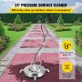 VEVOR Pressure Washer Surface Cleaner, 23\'\', Max. 4000 PSI Pressure by 3 Nozzles for Cleaning Driveways, Sidewalks, Stainless Steel Frame with Rotating Handle, Wheels, Fit for 3/8\'\' Quick Connecto