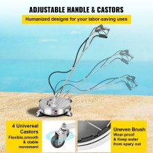 VEVOR Pressure Washer Surface Cleaner, 23\'\', Max. 4000 PSI Pressure by 3 Nozzles for Cleaning Driveways, Sidewalks, Stainless Steel Frame with Rotating Handle, Wheels, Fit for 3/8\'\' Quick Connecto