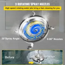 VEVOR  24 Inch Surface Cleaner Pressure Flat Surface Cleaning 4000 PSI Max Working Pressure Flat Surface Cleaner Stainless Steel Rotating Surface Cleaner with Wheels Power Washer Floor Scrubber