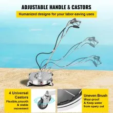 VEVOR Pressure Washer Surface Cleaner, 23'', Max. 4000 PSI Pressure by 3 Nozzles for Cleaning Driveways, Sidewalks, Stainless Steel Frame w/Rotating Handle, Wheels, Fit for 3/8'' Quick Connector