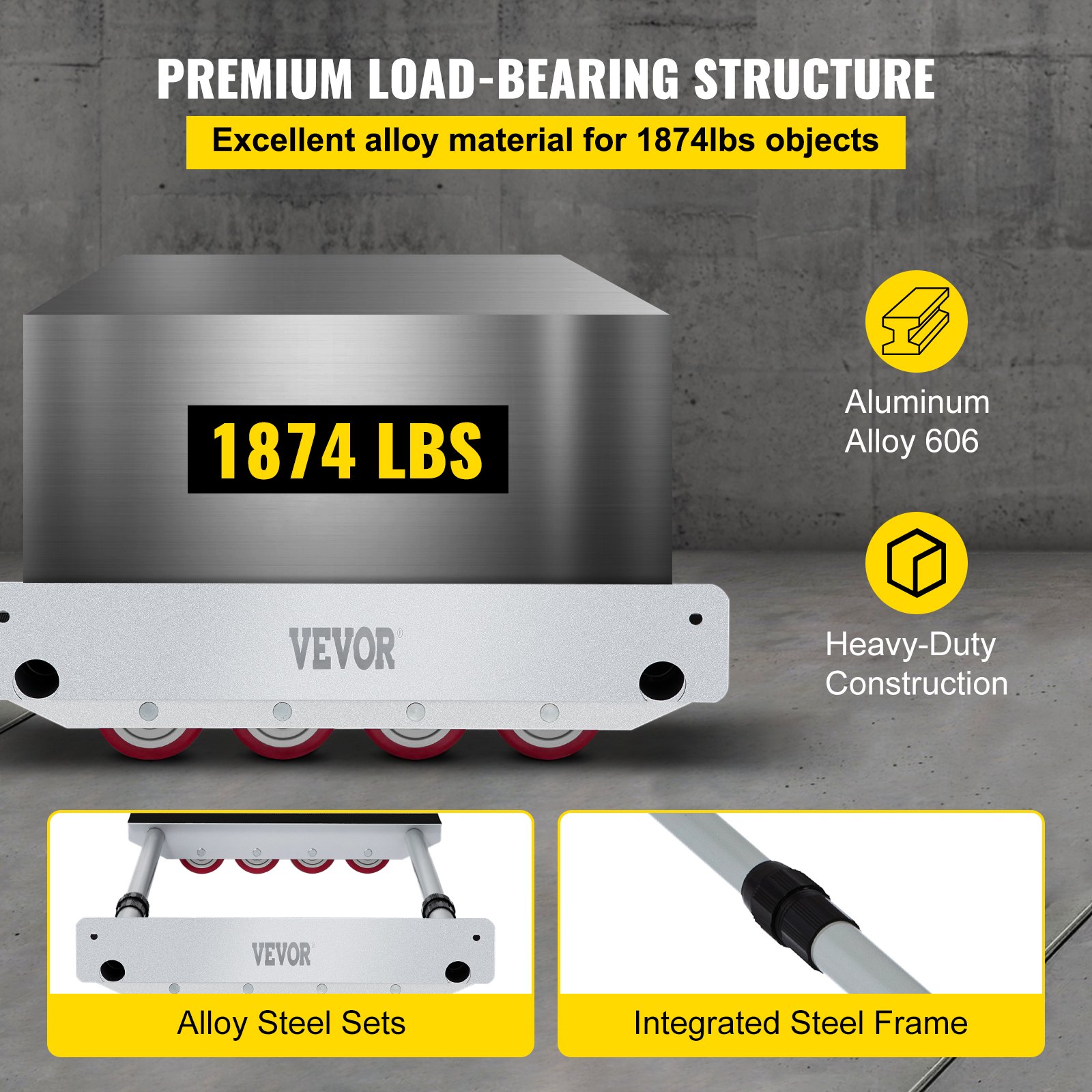VEVOR Furniture Moving Dolly Heavy Duty Dolly 76 x 47 cm Dolly Mover 850 kg