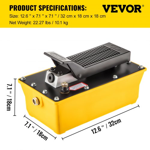 VEVOR Air Hydraulic Pump, 10,000 PSI Hydraulic Foot Pump, 1/2 Gal Reservoir Foot Operated Air/Hydraulic Pump, with Hose and Spray Gun for Heavy Machinery Rigging, Auto Repair, Auto Body Frame Machines