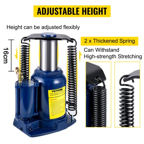 VEVOR Air Hydraulic Bottle Jack, 32 Ton/70550lbs Pneumatic Hydraulic Bottle Jack, Pneumatic/Manual Dual Operation High Lift Bottle Jack, with Manual Hand Pump for Heavy Duty Auto Truck RV Repair Lift