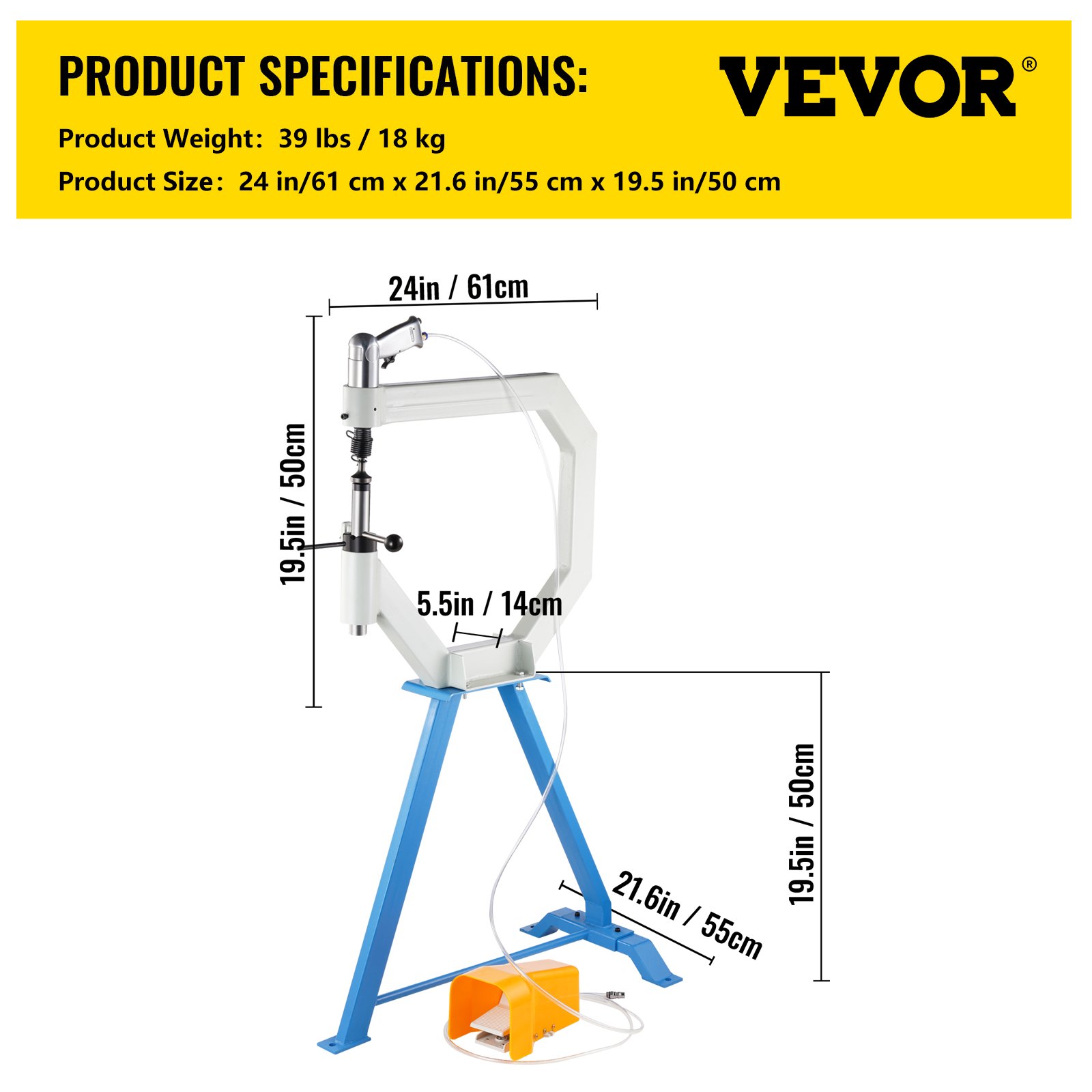 Vevor Pneumatic Planishing Hammer Foot Operation Airpress Tool With Steel Stand