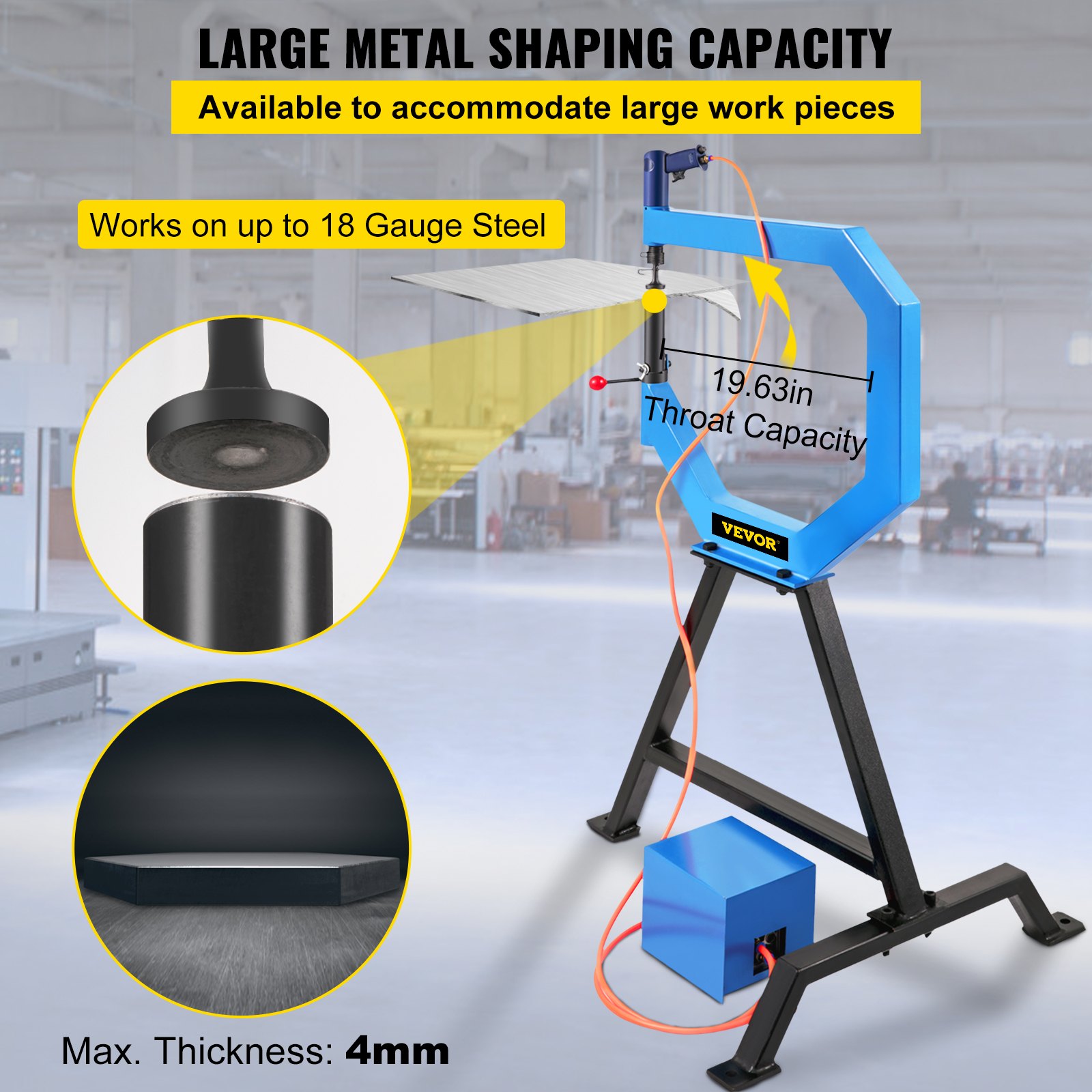 VEVOR Air Planishing Hammer 500mm Pneumatic Metal Panel Beating Sculpting Hotrod