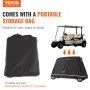 VEVOR 2+2 Passenger Golf Cart Cover, 600D Polyester Full Cover, Suitable for 2+2 Golf Carts, Waterproof, Sunproof, and Dustproof Outdoor Golf Cart Cover with Three Zipper Doors, Black