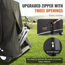 VEVOR 4 Passenger Golf Cart Cover, 600D Polyester Full Cover, Universal Fits for Most Brand Club Car Covers, Waterproof, Sunproof, and Dustproof Outdoor Golf Cart Cover with Three Zipper Doors, Black