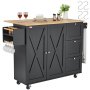 VEVOR Kitchen Island Cart Gördülő tárolószekrény keréken fiókkal és polcokkal