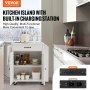 VEVOR Kitchen Island Cart Ρολό ντουλάπι αποθήκευσης σε ρόδα με σταθμό φόρτισης