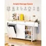 60in Kitchen Island Cart Rolling Storage Cabinet Table with Drawer Drop Leaf