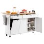60in Kitchen Island Cart Rolling Storage Cabinet Table with Drawer Drop Leaf