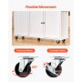 VEVOR Kitchen Island Cart with Storage, 153 cm Wide Mobile Kitchen Cart with Wheels, Drop Leaf, 2 Drawers, Trash Can Cabinet, Knife Holder, Spice Rack, and Towel Rack, Table for Dining Room, Pantry