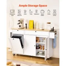 60in Kitchen Island Cart Rolling Storage Cabinet Table with Drawer Drop Leaf