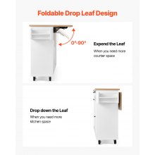 60in Kitchen Island Cart Rolling Storage Cabinet Table with Drawer Drop Leaf