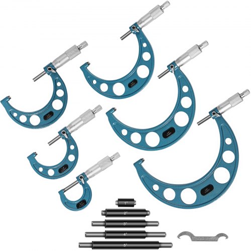 VEVOR Outside Micrometer Set, 0-6" Machinist Micrometer, 0.0001" Graduation Micrometer Set, 6 Pcs Machinist Tool Set, Alloy Precision Micrometer, Laser-etched Micrometer Standard Set with Fitted Case