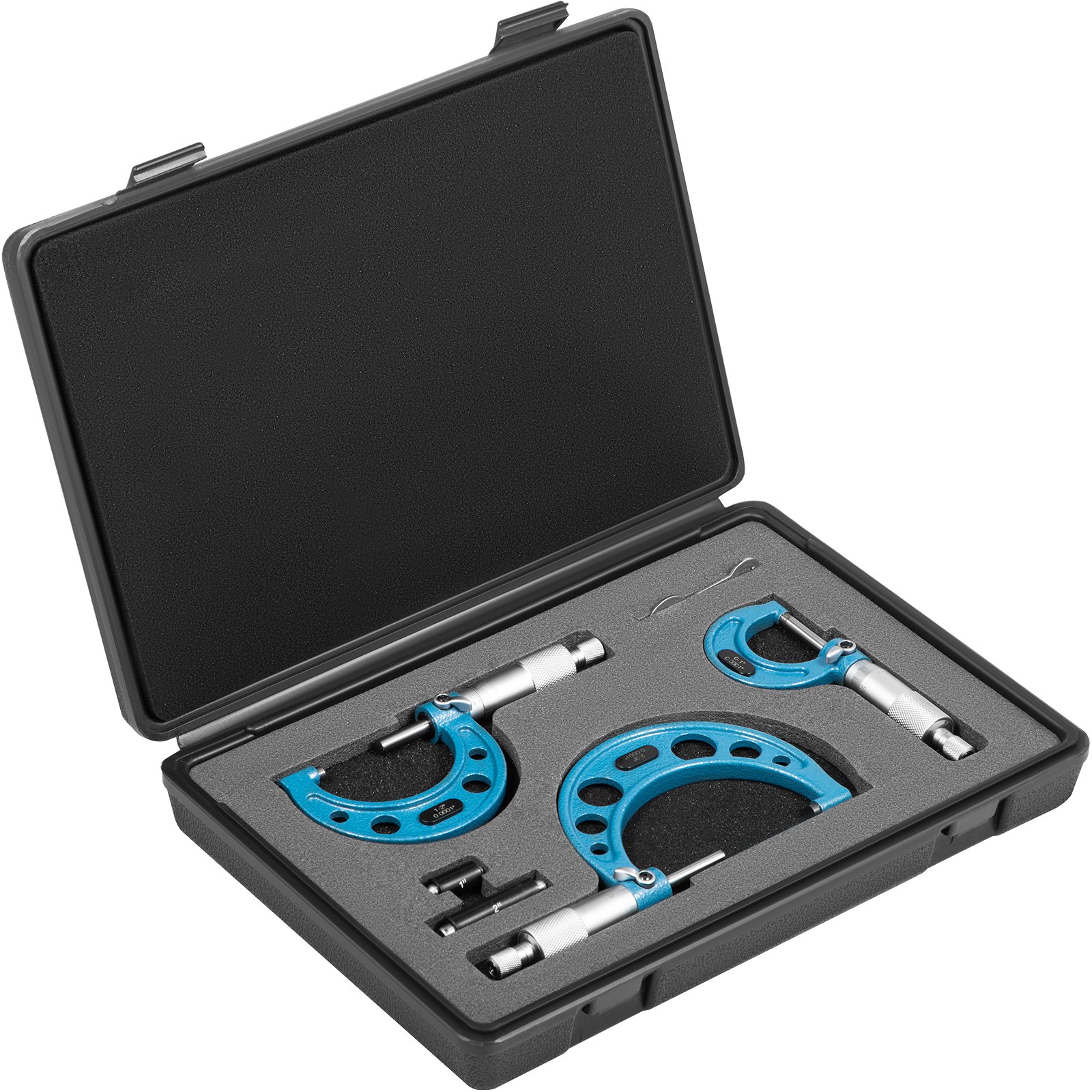 VEVOR Outside Micrometer Set, 0-3" Machinist Micrometer, 0.0001" Graduation Micrometer Set, 3 Pcs Machinist Tool Set, Alloy Precision Micrometer, Laser-Etched Micrometer Standard Set with Fitted Case