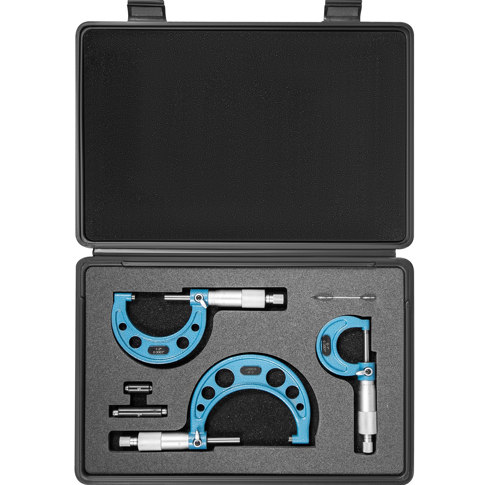 VEVOR Outside Micrometer Set, 0-3" Machinist Micrometer, 0.0001" Graduation Micrometer Set, 3 Pcs Machinist Tool Set, Alloy Precision Micrometer, Laser-Etched Micrometer Standard Set with Fitted Case