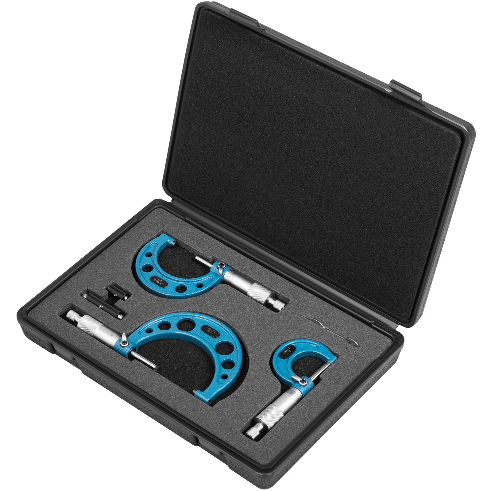 VEVOR Outside Micrometer Set, 0-3" Machinist Micrometer, 0.0001" Graduation Micrometer Set, 3 Pcs Machinist Tool Set, Alloy Precision Micrometer, Laser-Etched Micrometer Standard Set with Fitted Case