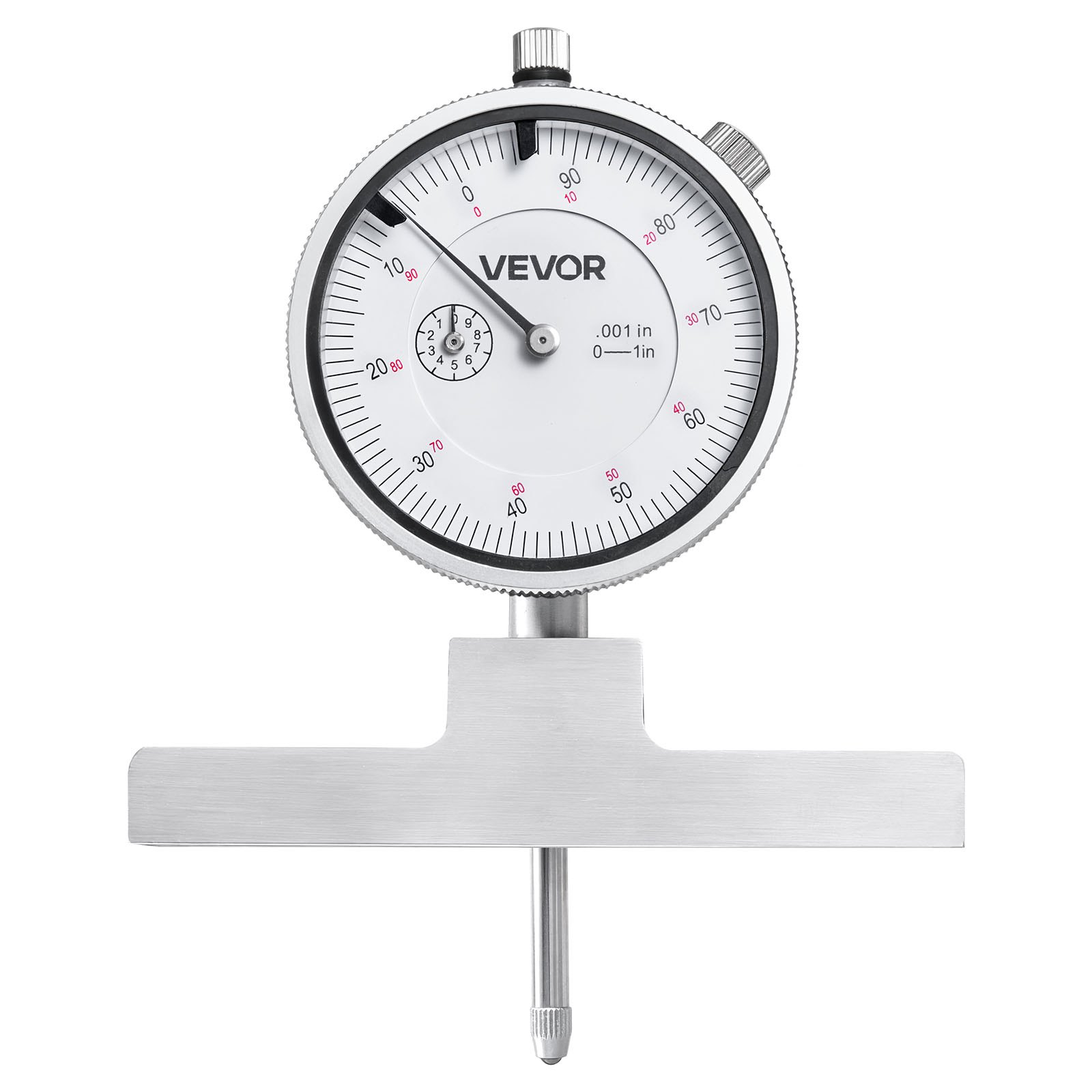 VEVOR Depth Gauge, Depth Micrometer 0-22 in Measuring Range, 0.001 in Resolution, with 4 Anvils & 6 Standard Rods, Precision Easy to Read Mechanical Tool for Measuring Groove, Step, Hole