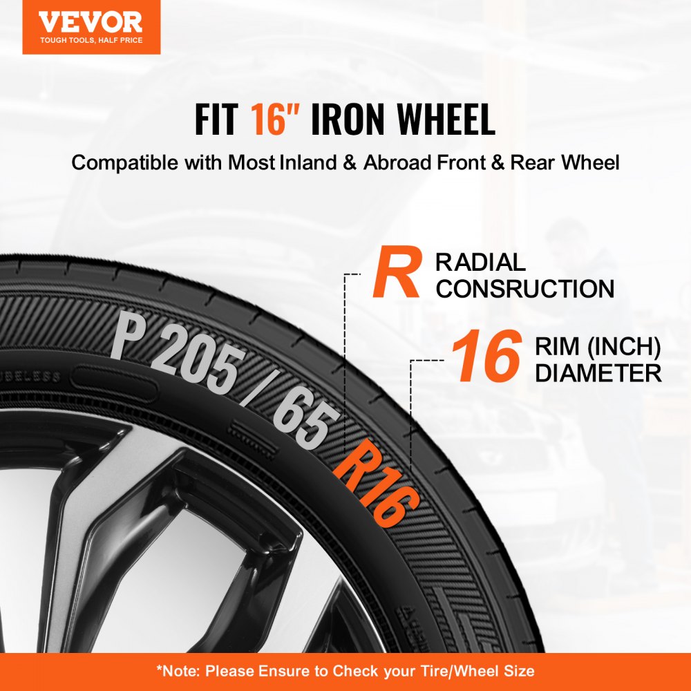 VEVOR Wheel Rim Cover Hubcaps, 16 in Diameter, Sturdy & Durable Scratch-Resistant Hubcap with Snap & Valve Nozzle Hole, ABS & PC Hubcap with High Rigidity & Less Wind Drag, Fits for All Weather Use